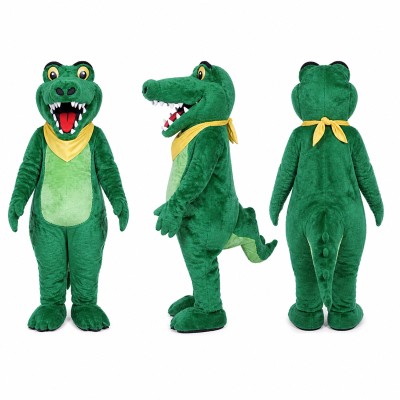 Alligator Mascot Costume in Green with Cream Belly Adult