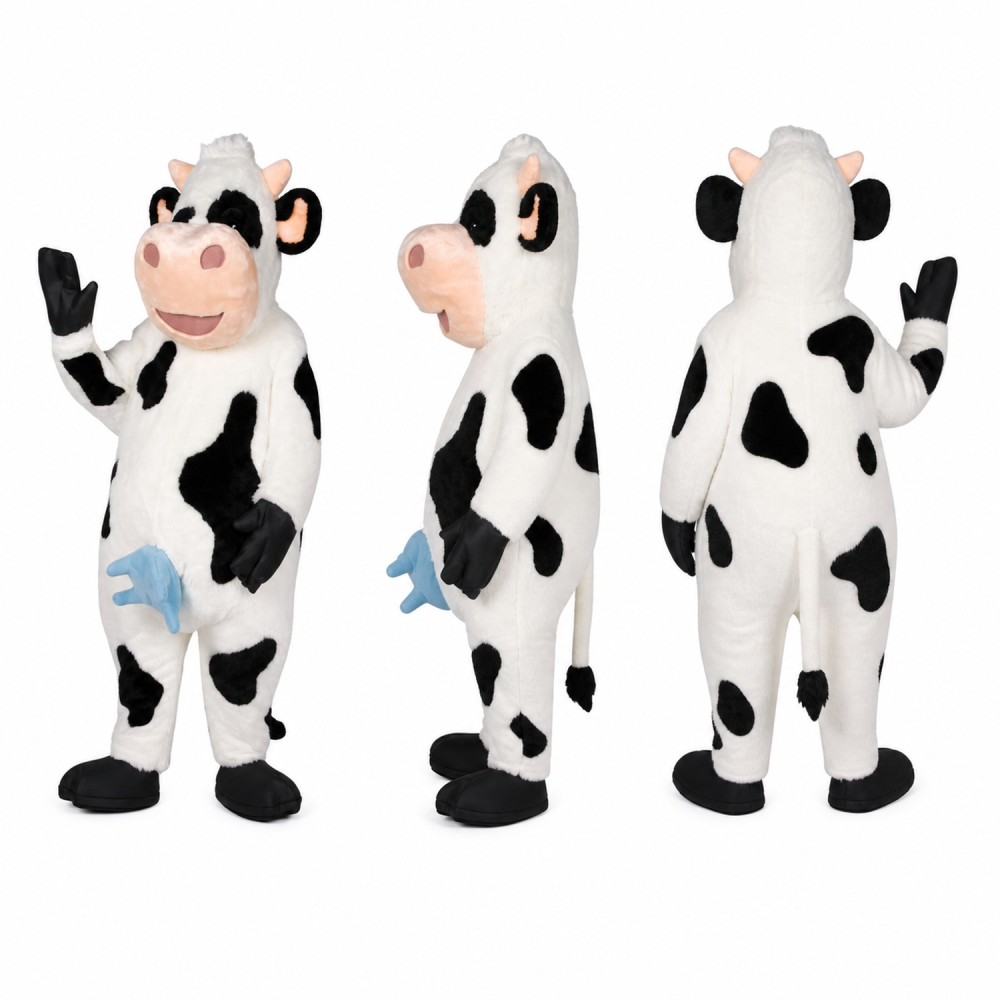 Cow Mascot Costume in Black and White Adult