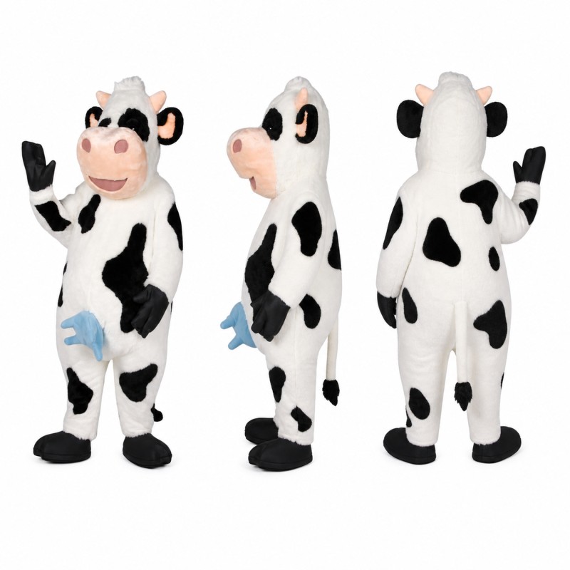 Cow Mascot Costume in Black and White Adult
