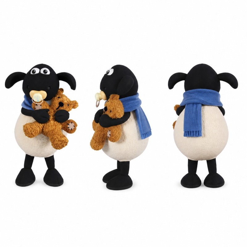 Sheep Mascot Costume in Black and Cream with Plush Toys Adult