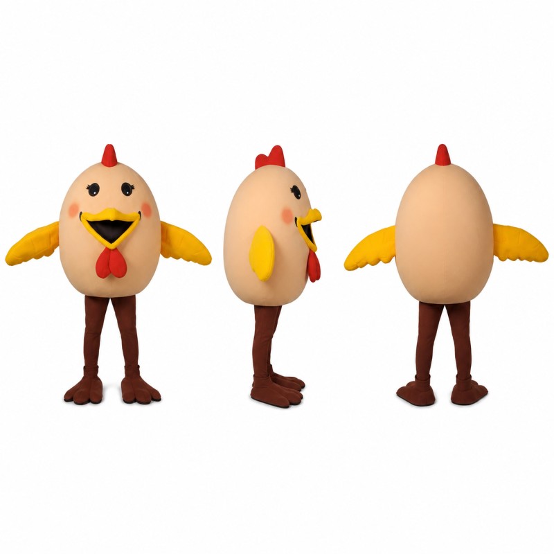 Chicken Mascot Costume in Yellow with Red Comb Adult