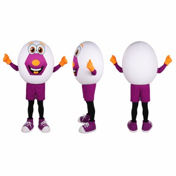 Egg Character Mascot Costume in White with Purple Shorts Adult