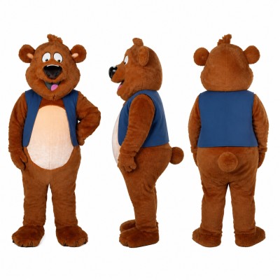 Brown Bear Mascot Costume with Cream Belly Adult
