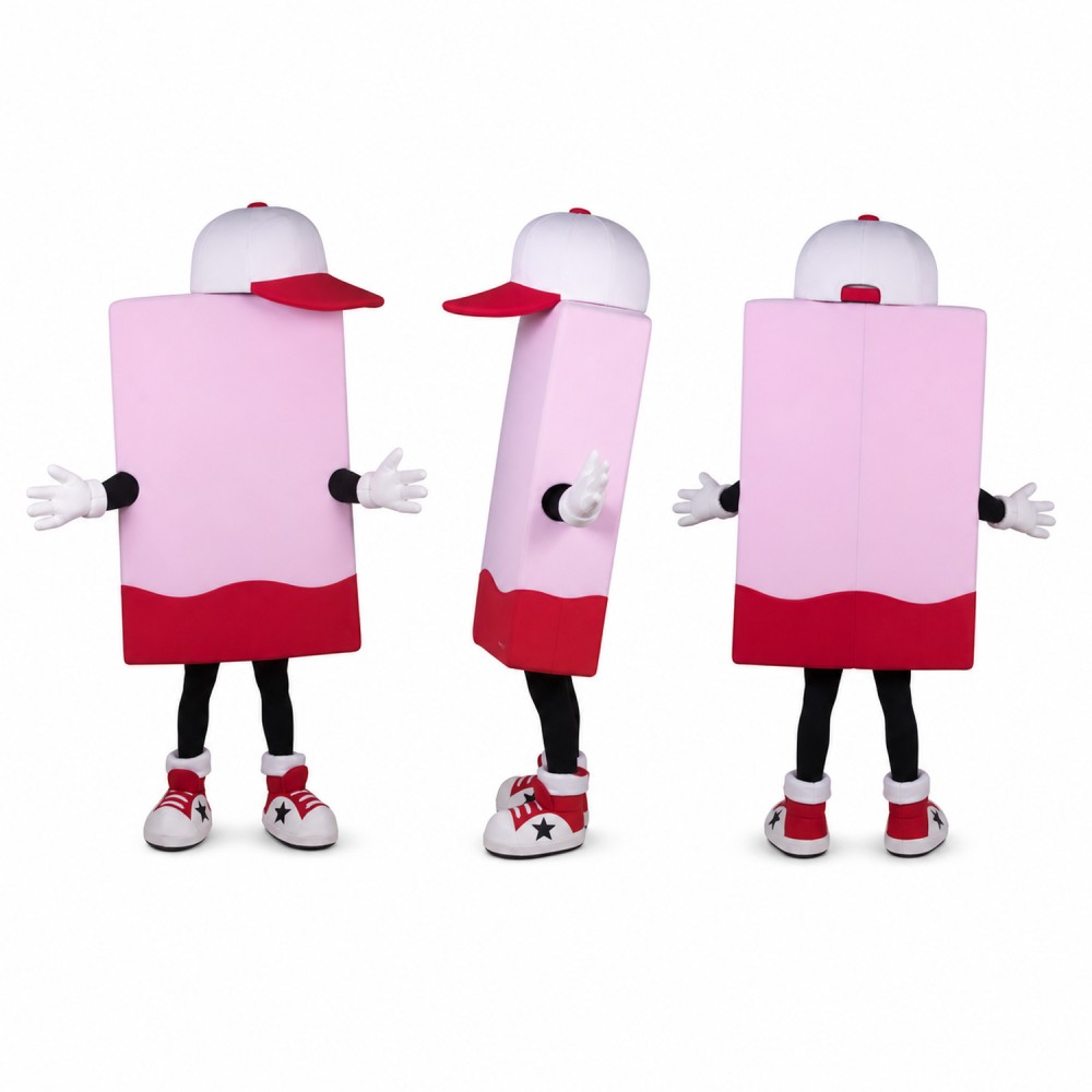 Product Box Mascot Costume in Pink and Burgundy Adult Product Box Mascot Costume in Pink and Burgundy Adult