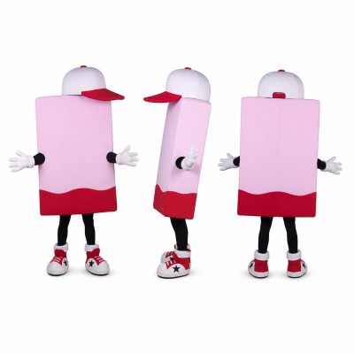 Product Box Mascot Costume in Pink and Burgundy Adult