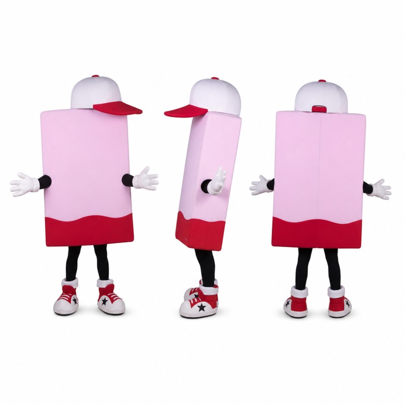 Product Box Mascot Costume in Pink and Burgundy Adult