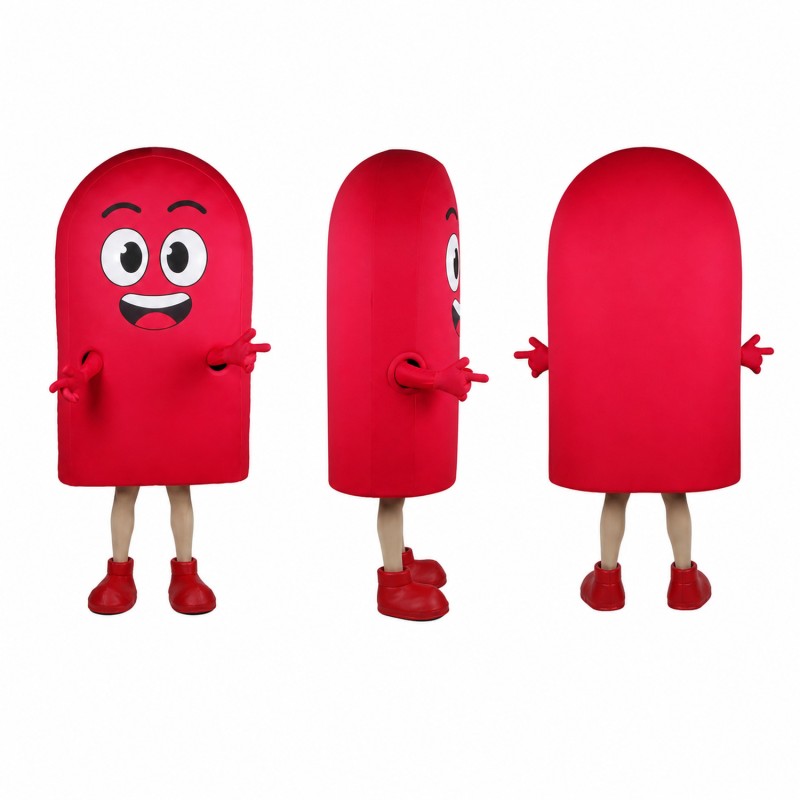 Capsule Character Mascot Costume in Red with White Shoes Adult