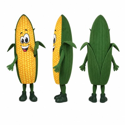 Corn Cob Mascot Costume in Yellow with Green Husk Adult