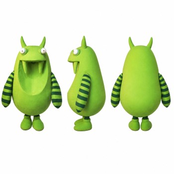 Alien Mascot Costume in Green with Navy Vest Adult