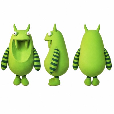 Alien Mascot Costume in Green with Navy Vest Adult