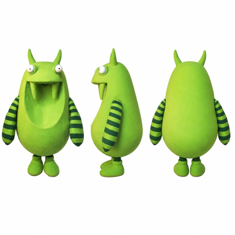 Alien Mascot Costume in Green with Navy Vest Adult