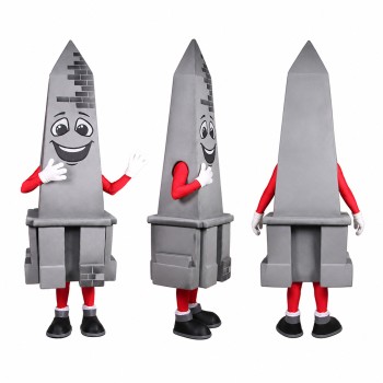 Tower Mascot Costume in Gray with Architectural Details Adult