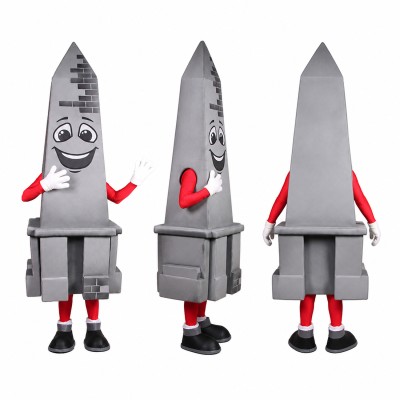 Tower Mascot Costume in Gray with Architectural Details Adult