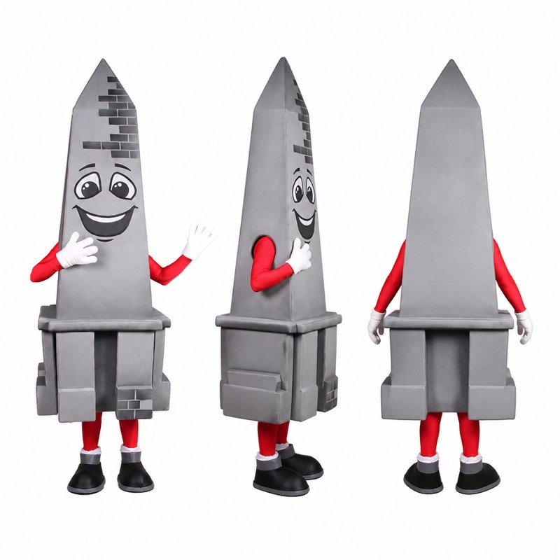 Tower Mascot Costume in Gray with Architectural Details Adult