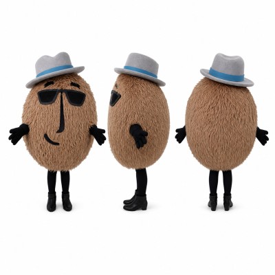 Coconut Mascot Costume in Brown with Sunglasses and Hat Adult