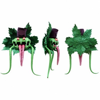 Plant Monster Mascot Costume in Green with Purple Mouth Adult