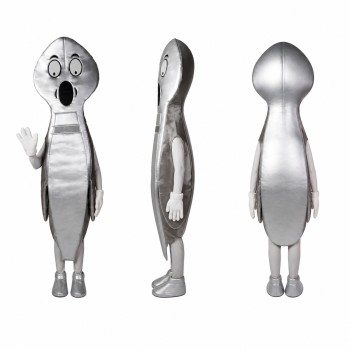 Metallic Alien Mascot Costume in Silver Gray Adult