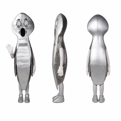 Metallic Alien Mascot Costume in Silver Gray Adult