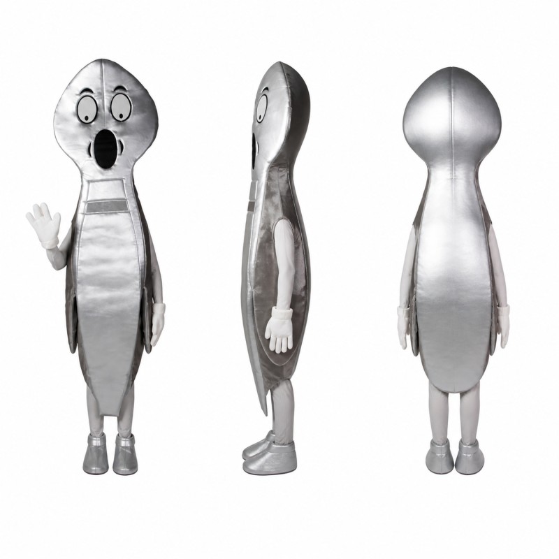 Metallic Alien Mascot Costume in Silver Gray Adult