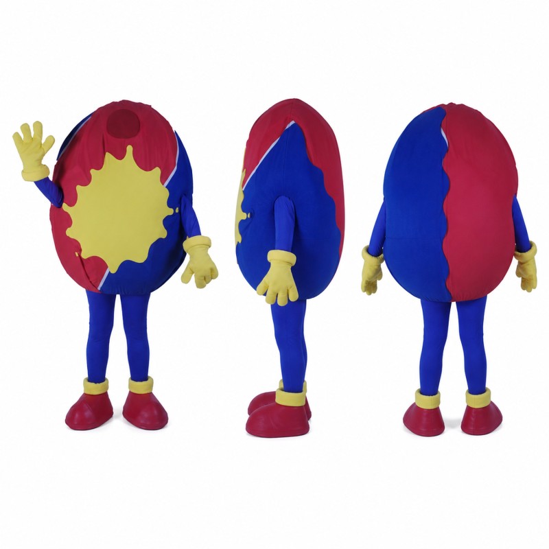 Paint Palette Mascot Costume in Burgundy with Colorful Splash Adult