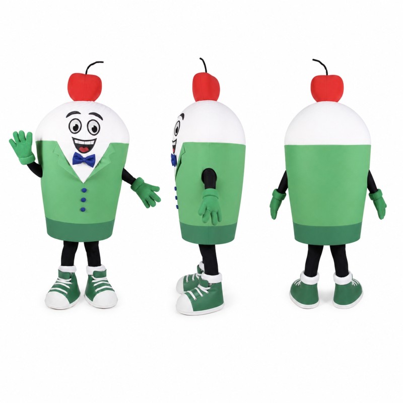 Capsule Gentleman Mascot Costume in White with Green Blazer Adult
