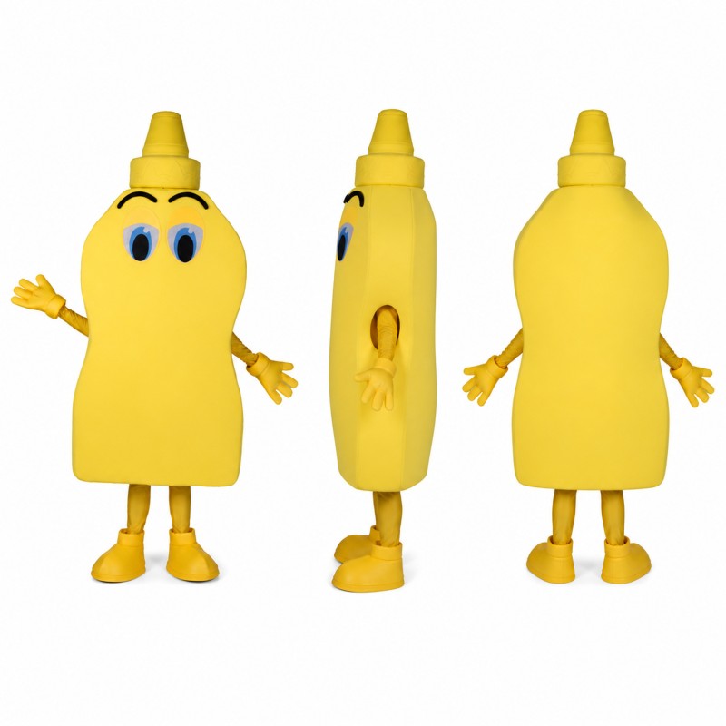 Banana Mascot Costume in Yellow with Brown Stem Adult