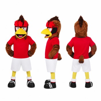 Rooster Mascot Costume in Brown with Red Shirt Adult