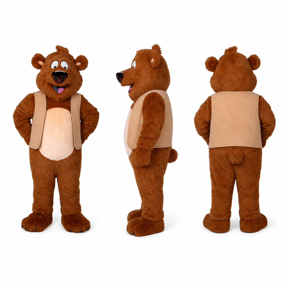 Brown Bear Mascot Costume with Cream Belly Adult Brown Bear Mascot Costume with Cream Belly Adult