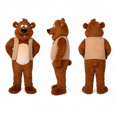 Brown Bear Mascot Costume with Cream Belly Adult