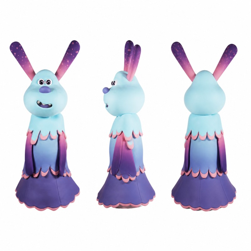Fantasy Rabbit Mascot Costume in Blue with Purple Dress Adult
