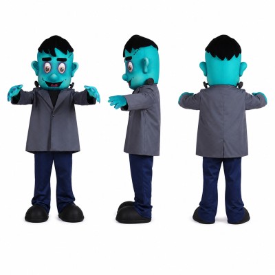 Vampire Mascot Costume in Teal with Gray Suit Adult