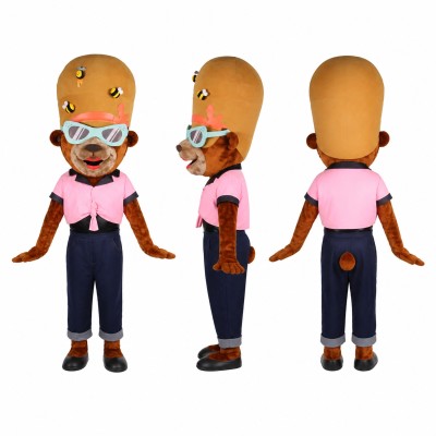 Octopus Mascot Costume in Brown with Pink Scarf Adult