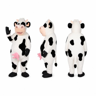 Cow Mascot Costume in Black and White Adult