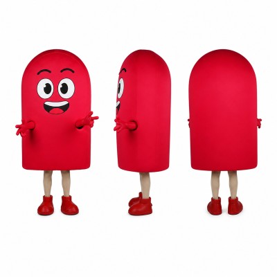 Capsule Character Mascot Costume in Red with White Shoes Adult