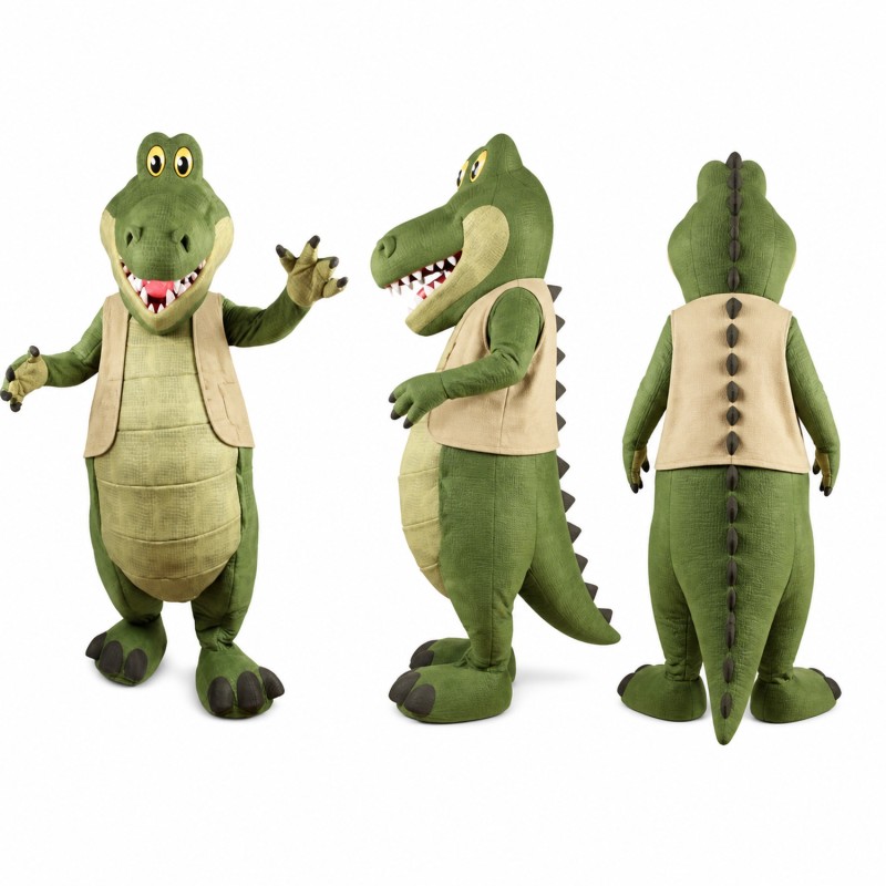 Crocodile Mascot Costume in Olive Green Adult