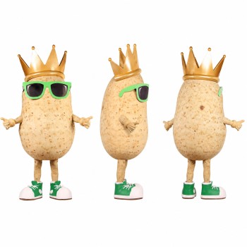 Potato Mascot Costume with Gold Crown and Green Sunglasses Adult