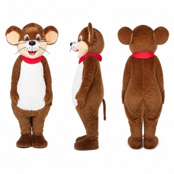 Mouse Mascot Costume in Brown with Cream Belly Adult