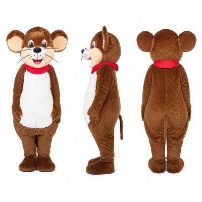 Mouse Mascot Costume in Brown with Cream Belly Adult