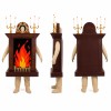 Fireplace Mascot Costume in Brown with Bright Orange Flames Adult