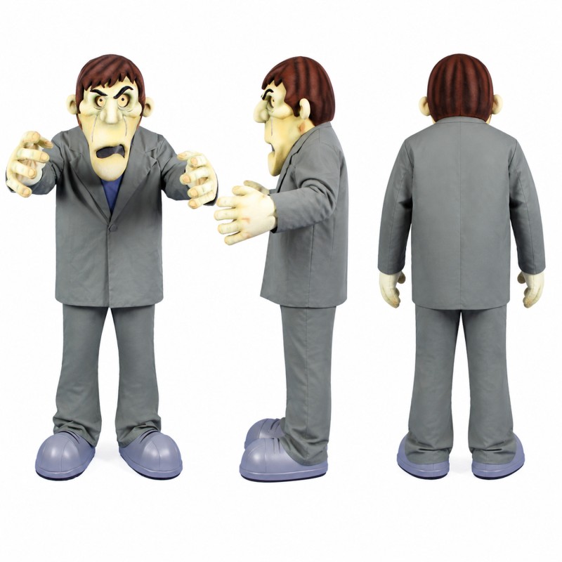Monster Mascot Costume in Beige with Gray Suit Adult