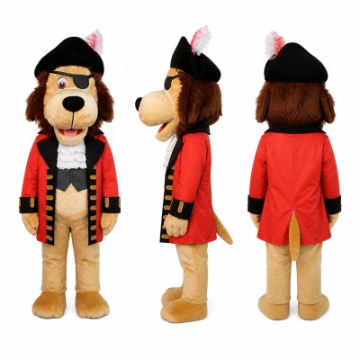 Lion Mascot Costume in Brown with Red Coat Adult