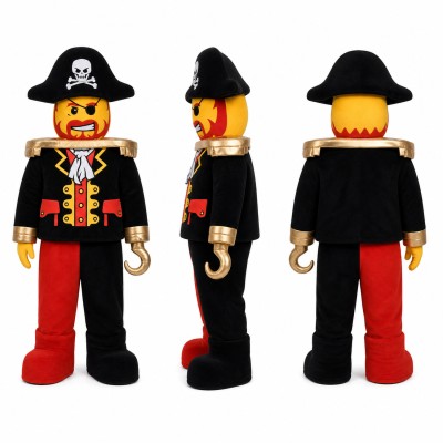 Pirate Mascot Costume in Orange with Black Coat Adult