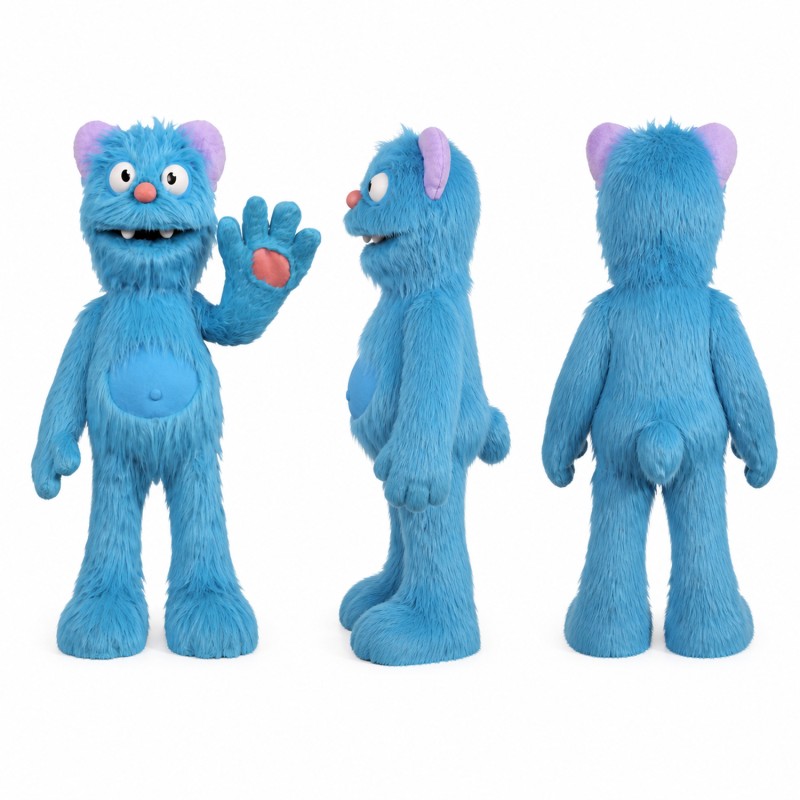 Furry Monster Mascot Costume in Bright Blue Adult