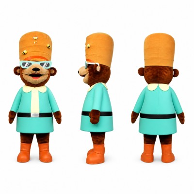 Octopus Mascot Costume in Orange with Turquoise Coat Adult