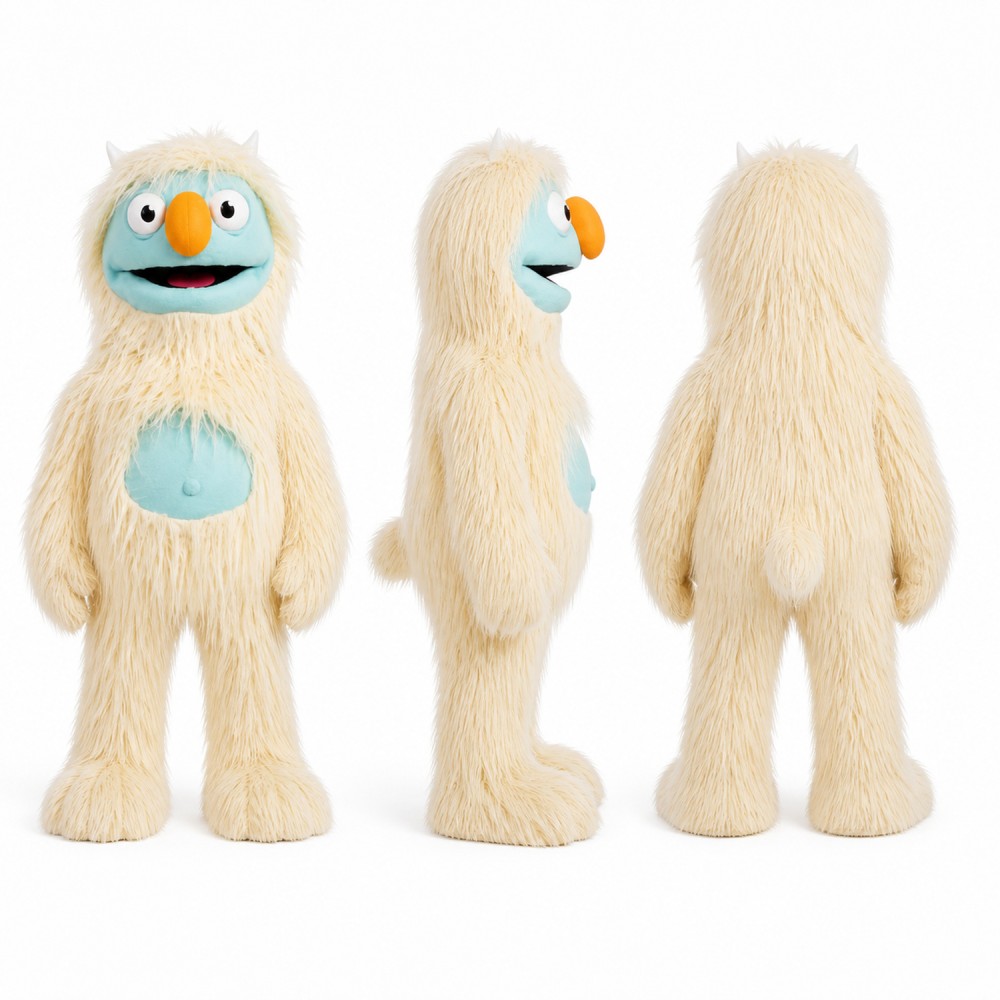 Furry Monster Mascot Costume in White with Light Blue Belly Adult Furry Monster Mascot Costume in White with Light Blue Belly Adult