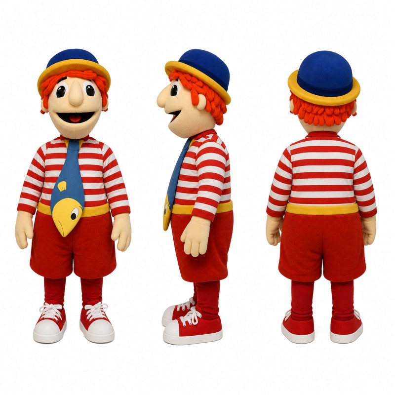 Sailor Boy Mascot Costume in Red Striped Shirt Adult