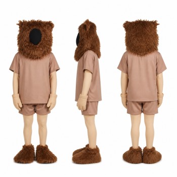 Hairy Character Mascot Costume in Brown with Beige Shirt Adult