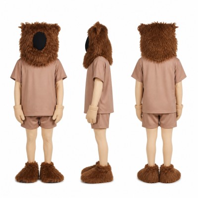 Hairy Character Mascot Costume in Brown with Beige Shirt Adult