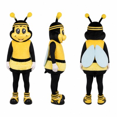 Female Bee Mascot Costume in Yellow and Black Adult