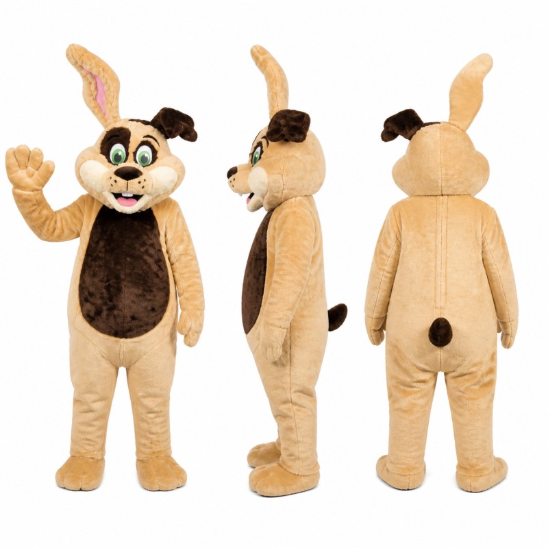 Rabbit Mascot Costume in Tan with Brown Vest Adult